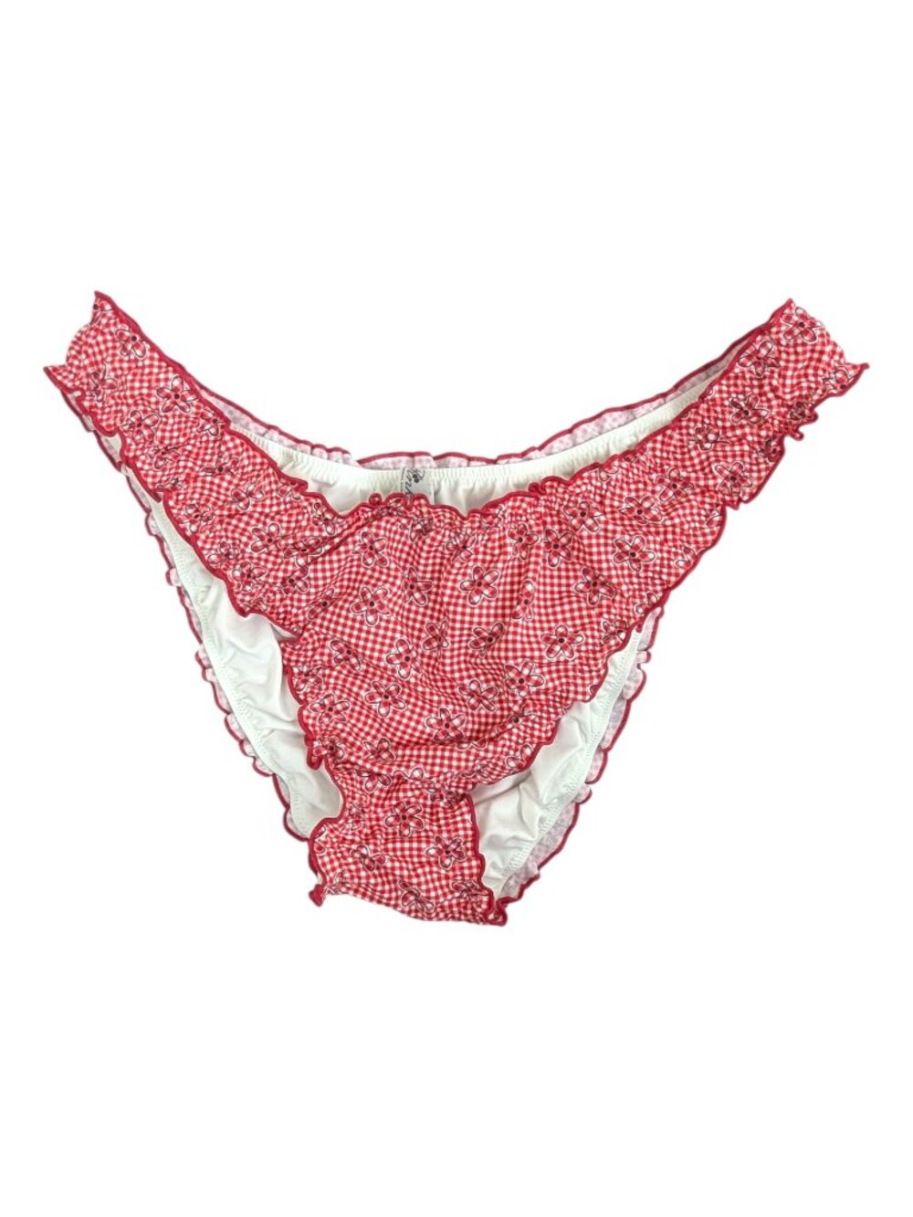 Pink by Frankie's Bikinis Bikini Bottom Hudson Ladybug Lane Red White Size XL